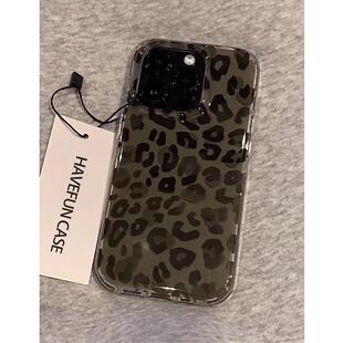 墨绿豹纹适用于苹果17promax手机壳16/15/14可爱OPPOA5X华为MATE70畅享80荣耀400个性VIVOS30红米K80小米时尚