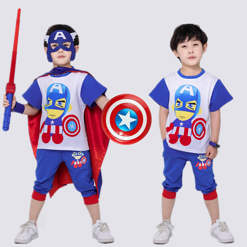 美国队长儿童套装幼儿园六一走秀演出服男童cosplay角色扮演服装