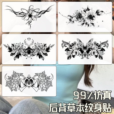 蝴蝶纹身贴防水女持久感羞耻私密部位情侣胸口胸前锁骨花朵