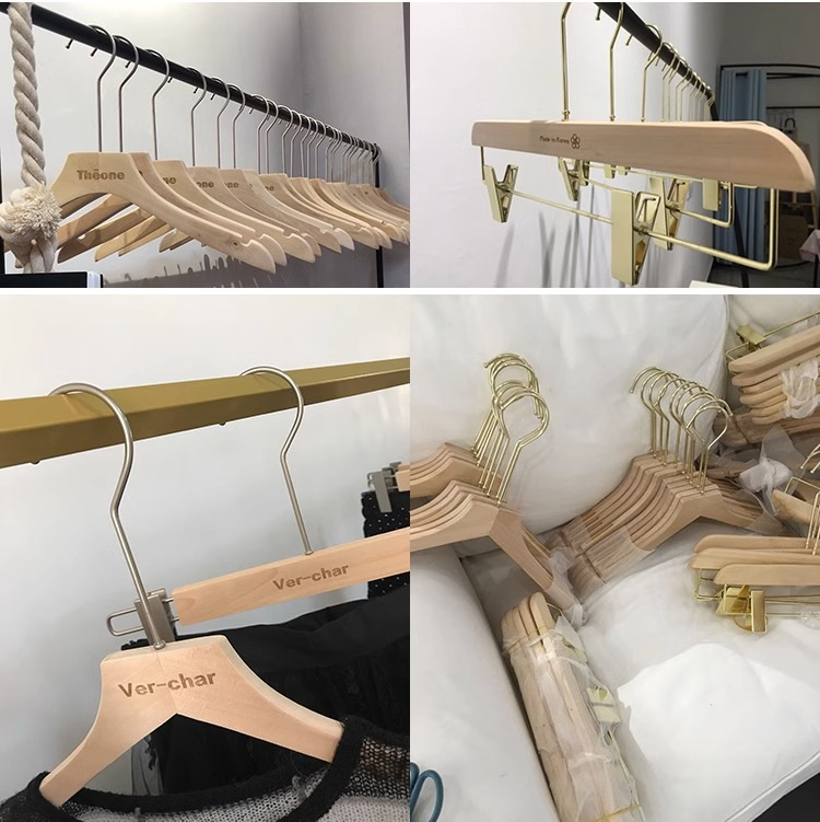【宽钩】服装店实木衣架成人无痕衣撑木质晾衣架加厚家用裤架批发