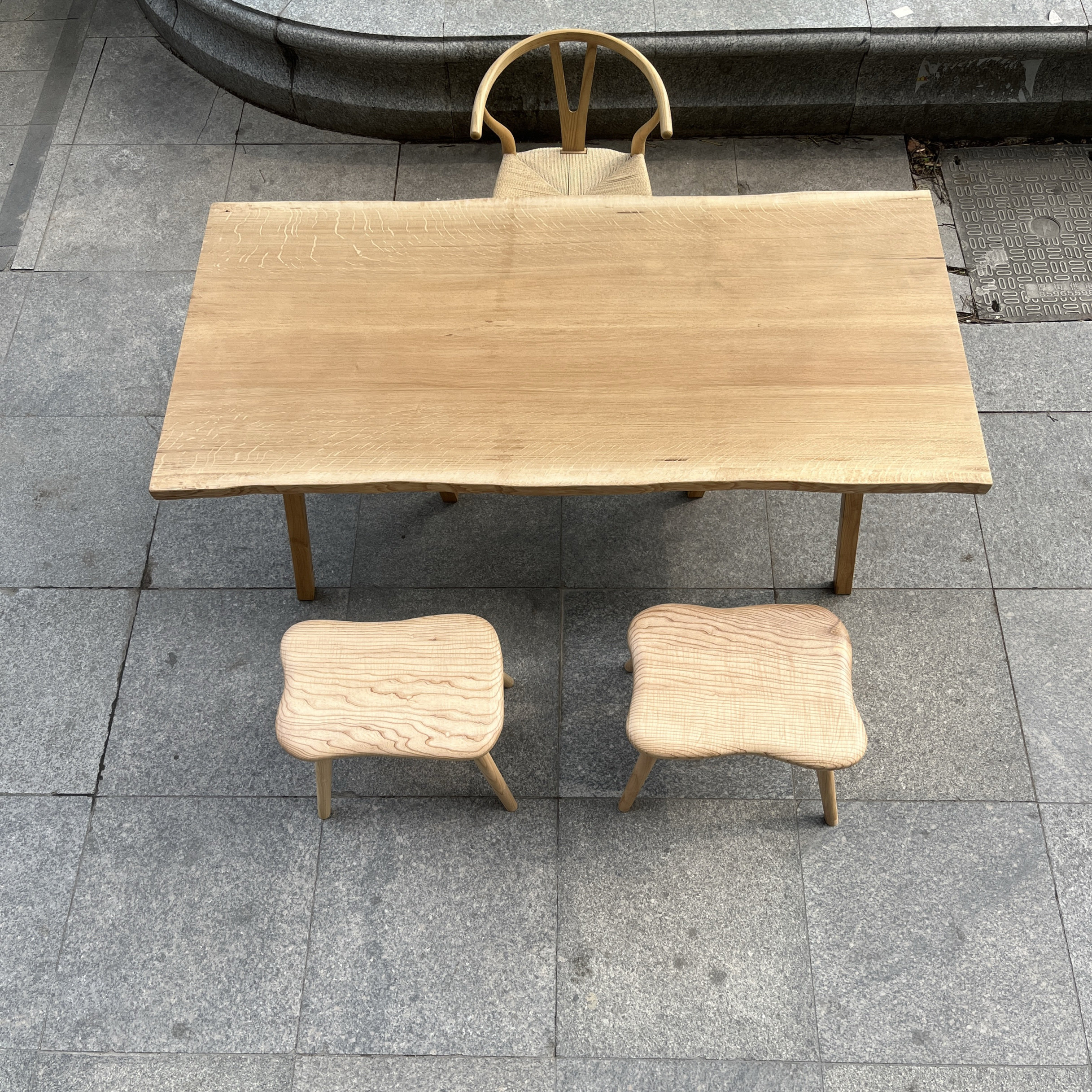 法国白橡木大板实木餐桌书桌办公桌