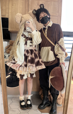 短颈鹿情侣秋冬lolita魔法裙子猫