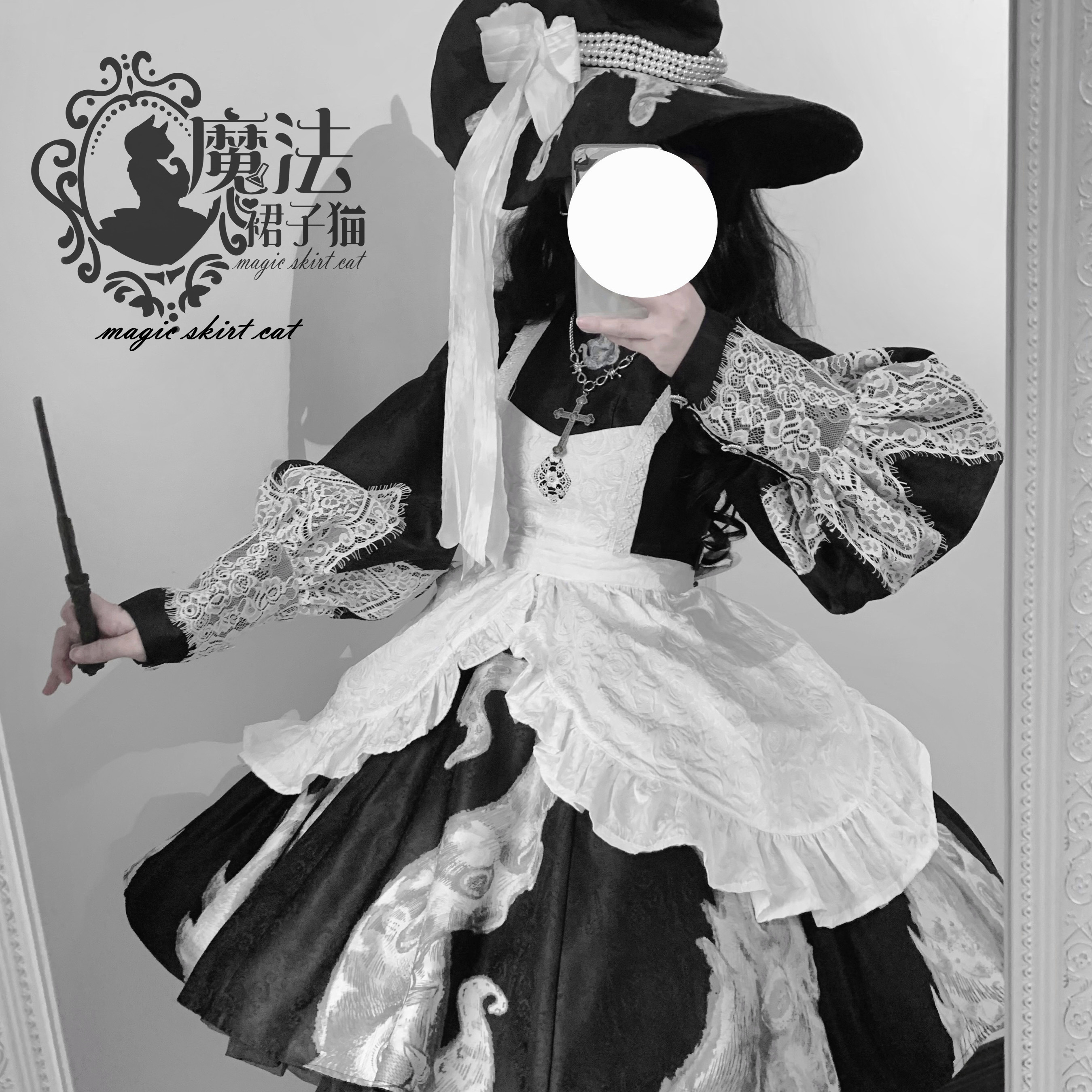 【现货】无名之物哥特克系八片裁长短款情侣原创魔法裙子猫lolita