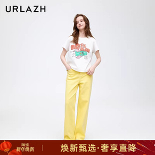 清新黄色宽松直筒减龄休闲百搭牛仔裤 时尚 女 新款 URLAZH有兰春季
