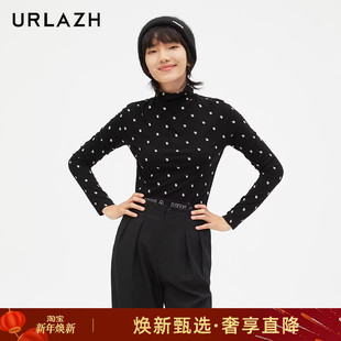 打底衫 URLAZH有兰新款 修身 简约百搭黑色高领内搭气质长袖 女 时尚