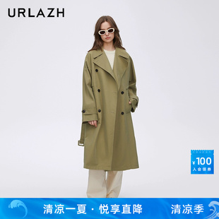 风衣外套 URLAZH有兰春季 新款 简约气质时尚 休闲百搭宽松双排扣长款