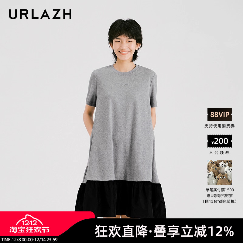 有兰夏季浅灰色简约连衣裙