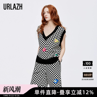 URLAZH/有兰休闲棋盘格马甲
