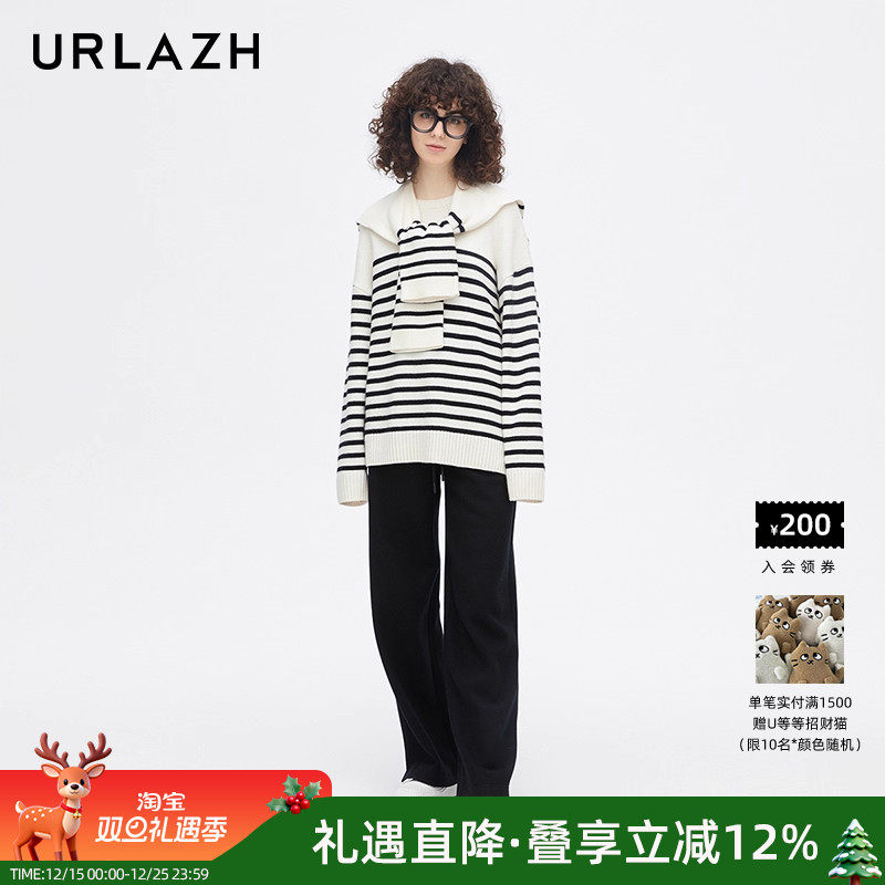 urlazh/有兰黑色设计感休闲裤