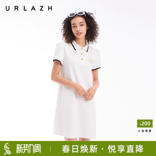 复古简约白色学院风polo减龄休闲连衣裙女 美式 URLAZH有兰夏季 新款