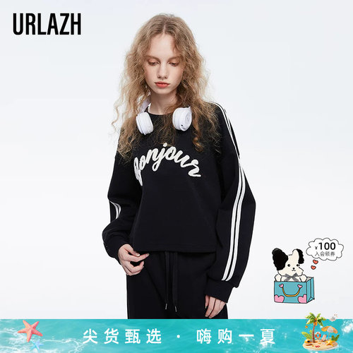 urlazh/有兰黑色圆领卫衣