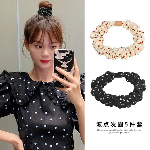 韩国2025年新款波点大肠发圈发绳头绳简约皮筋女扎头发丸子头头饰