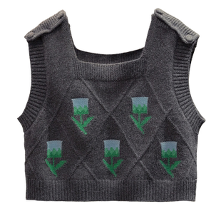 短款针织马甲背心女2025秋冬新款宽松外穿上衣外搭方领毛衣坎肩潮