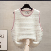 花纱圆领针织马甲背心女2025秋冬新款 宽松外穿马夹叠穿毛衣坎肩潮