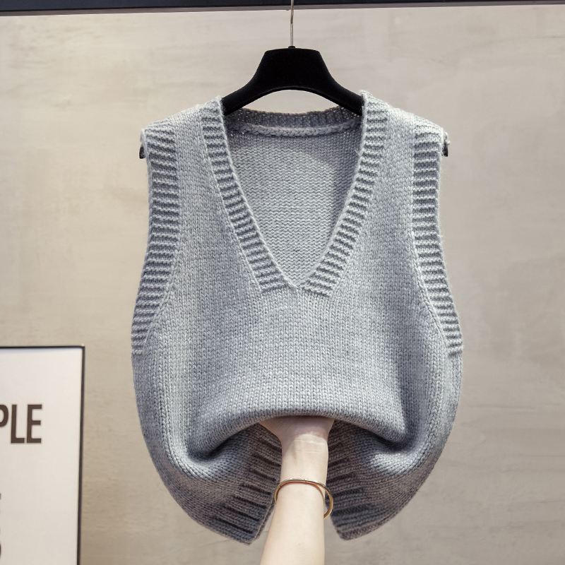 羊毛v领针织马甲背心毛衣坎肩潮