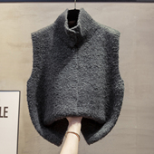 高领开衫 宽松马夹圈圈绒洋气毛衣坎肩 针织马甲背心女2025秋冬新款