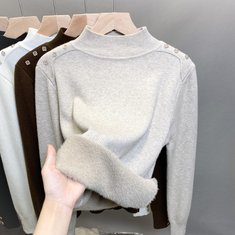加绒半高领毛衣女一体绒加厚打底衫2025秋冬新款针织衫内搭上衣潮,女装/女士精品,毛衣,淘宝优惠券,粉丝福利购,淘宝优惠卷
