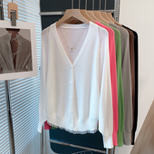 宽松防晒衣外穿上衣空调衫 2026春夏新款 女蝙蝠衫 流苏冰丝针织开衫