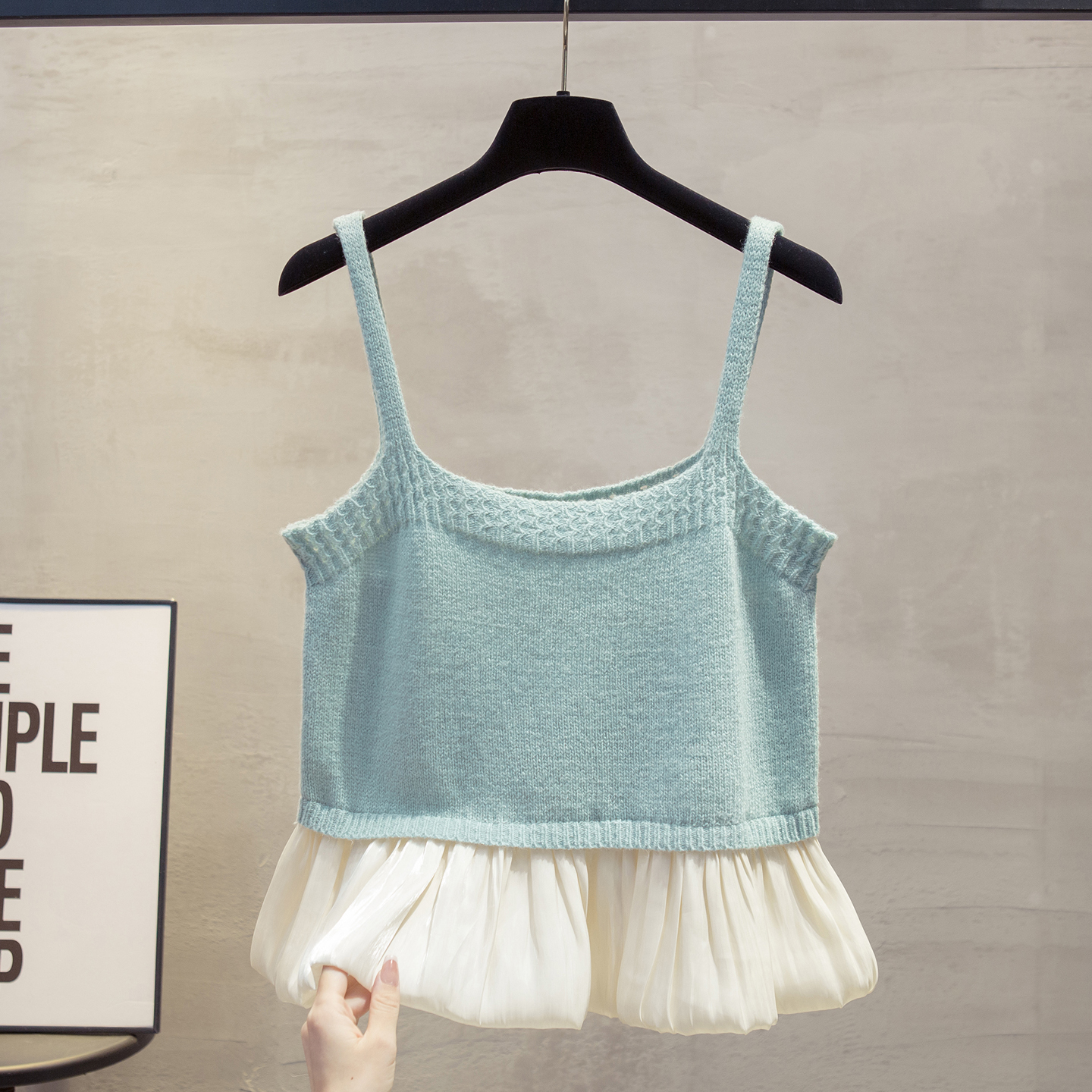 羊毛蕾丝吊带针织马甲背心坎肩潮