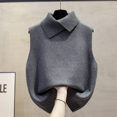 翻领针织马甲背心叠穿毛衣坎肩潮