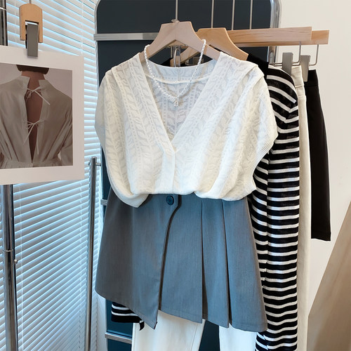 天丝v领针织衫女上衣薄短袖T恤潮