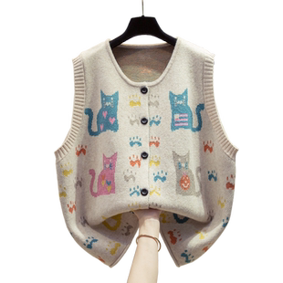 开衫针织马甲背心女2025秋冬新款宽松大码外穿马夹叠穿毛衣坎肩