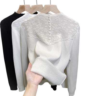 加绒半高领毛衣一体绒加厚打底衫