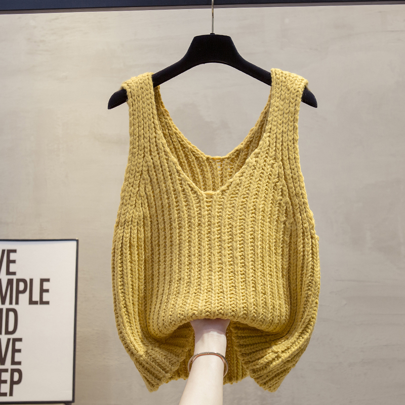 棒针v领针织马甲背心毛衣坎肩潮