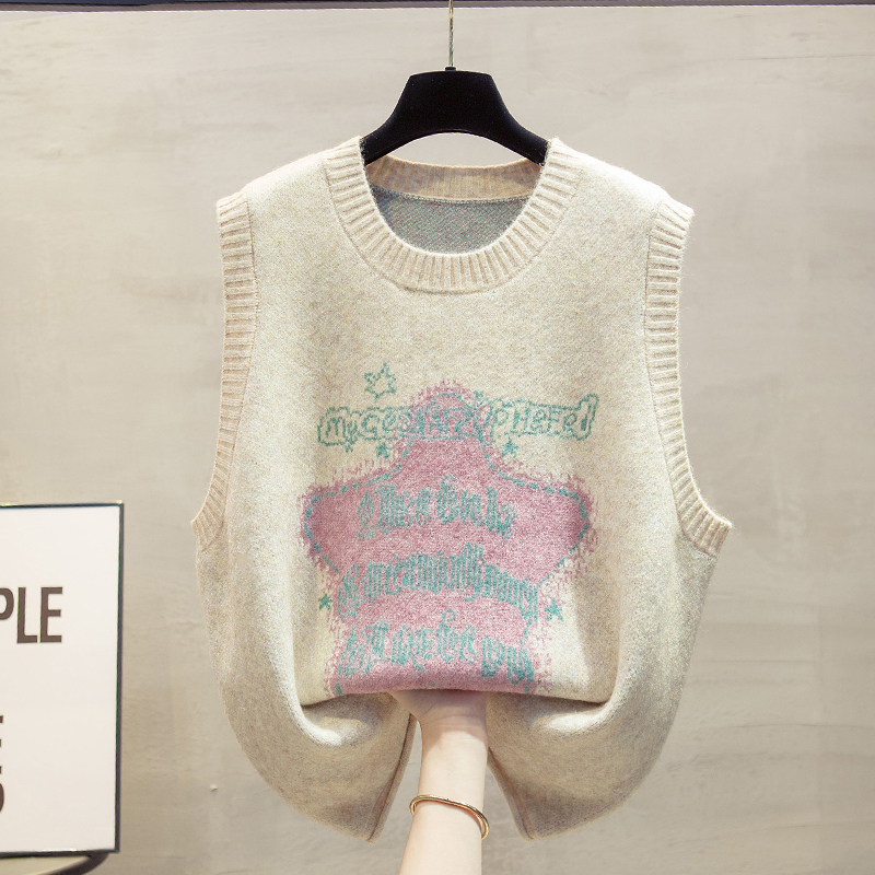 大码圆领针织马甲背心毛衣坎肩潮