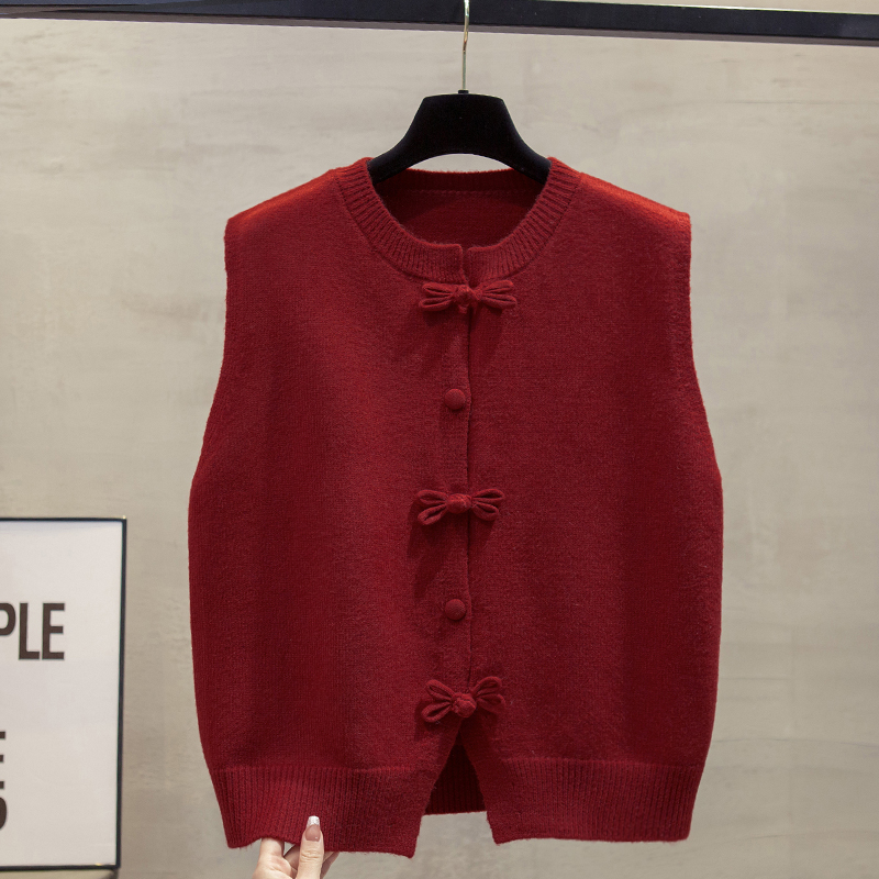 国风开衫针织马甲背心毛衣坎肩潮