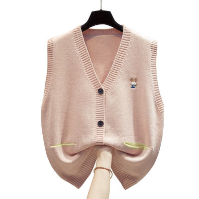 v领针织开衫马甲背心女毛衣坎肩