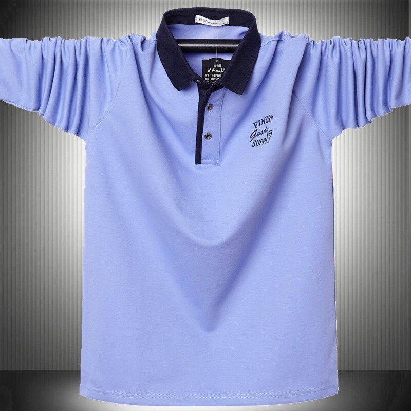 男装加肥加大码长袖T恤商务全棉宽松型大肚腩上衣翻领POLO潮上班