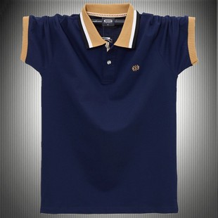 特大码短袖POLO衫宽松版加厚领T恤肥胖人高档男装300斤纯棉上衣服