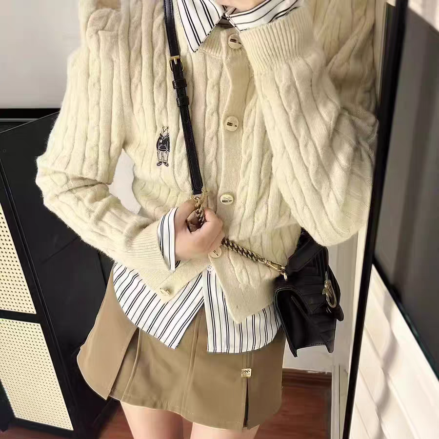 韩系小熊针织开衫百搭显瘦外套