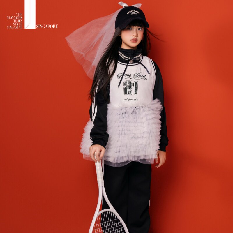 儿童摄影服装时尚杂志风格个性运动网球女童主题服装影楼大童写真