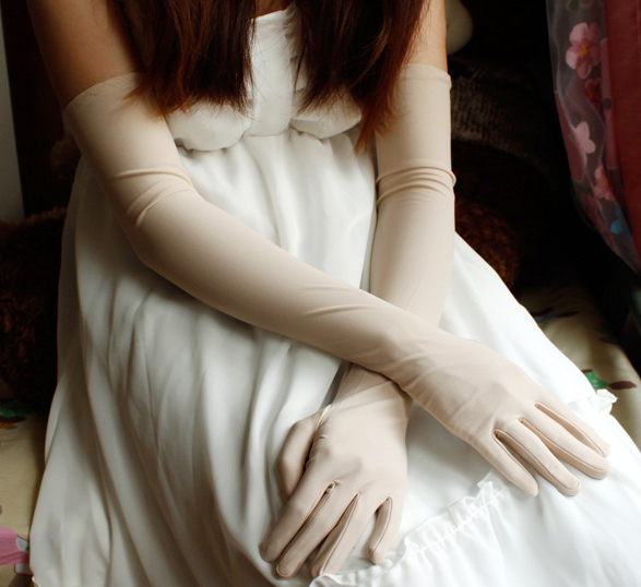 夏天加长透气弹力氨纶防晒手套