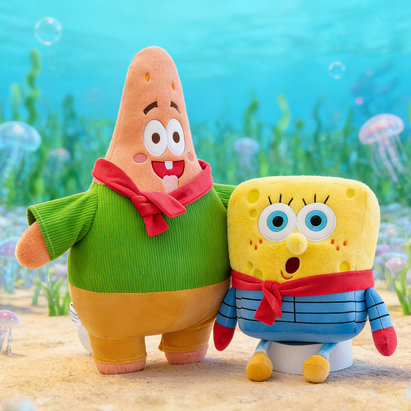 海绵宝宝派大星毛绒抱枕生日礼物