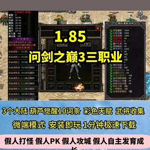 问剑之巅3三职业185热血传奇单机版葫芦觉醒GM后台假人微端一键版