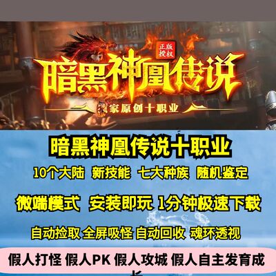 热血传奇单机版GEE暗黑神凰传说七种族十职业十大陆随机鉴定