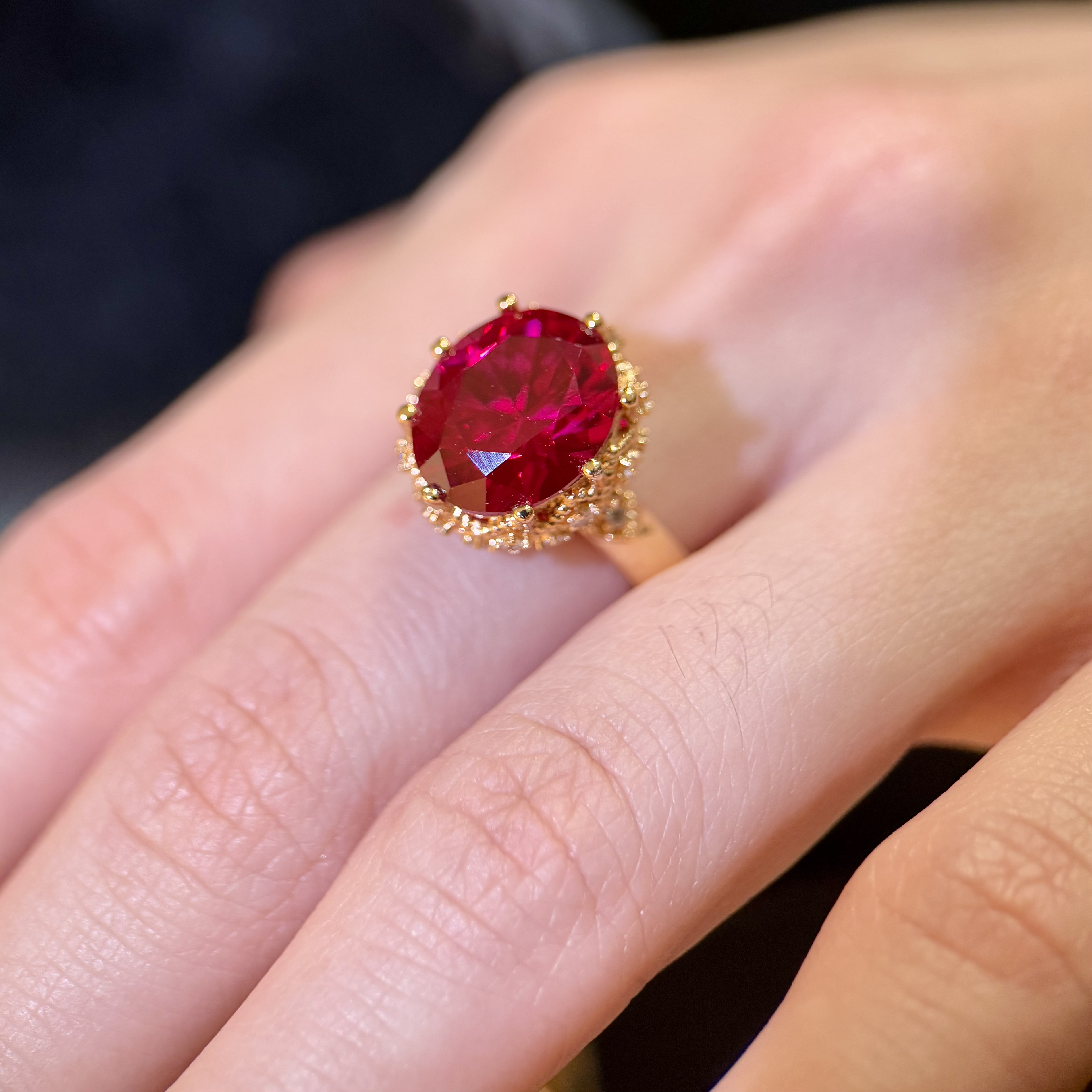 蕾迪高定花蕾培育宝6克拉微镶意大利工艺时尚戒指