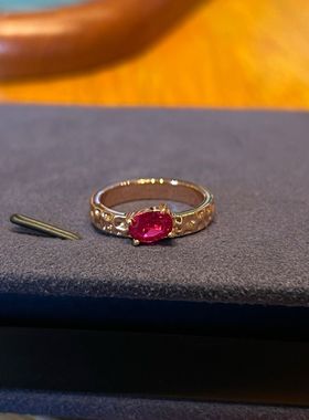 蕾迪高定弗洛伊德培育红宝意大利真空电镀k金戒指