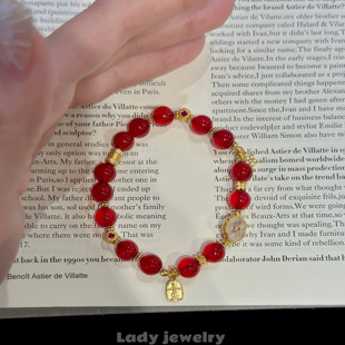 蕾迪「福气满满」红玛瑙盘缠手串·新中式 s925银镀真金配饰女 时尚