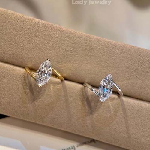 蕾迪「极简扭臂戒指」橄榄型切工