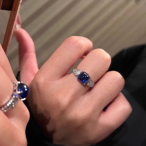 蕾迪高定糖塔vintage皇家蓝s925银培育宝石时尚百搭戒指