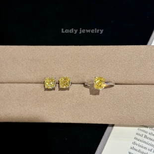 公主切s925银镀真金1.5卡简约百搭黄钻首饰套装 蕾迪 小枕头