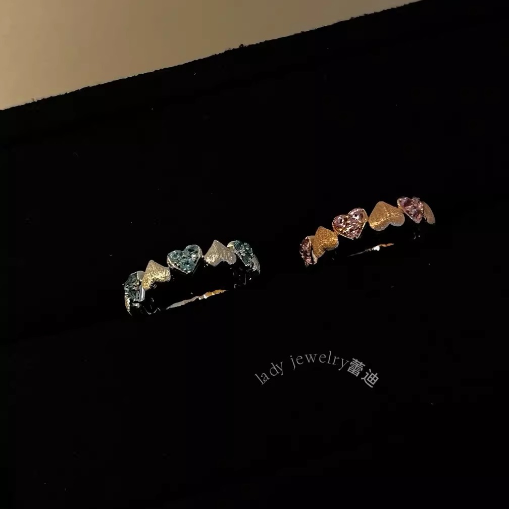 蕾迪jewelry高定s925银镀真金［意大利拉丝爱心］手工戒指