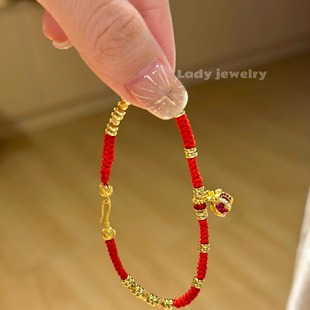 蕾迪「红红火火」石榴编制红绳·系上幸运手绳s925银镀金配饰