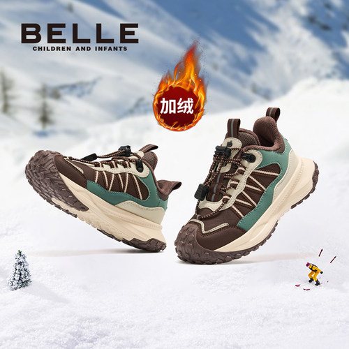 百丽官方正品儿童加绒运动棉鞋