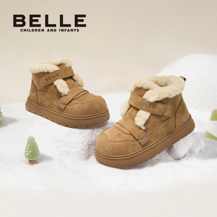 女孩宝宝加绒保暖户外大棉鞋 新款 儿童雪地靴女童短靴冬季 百丽童鞋