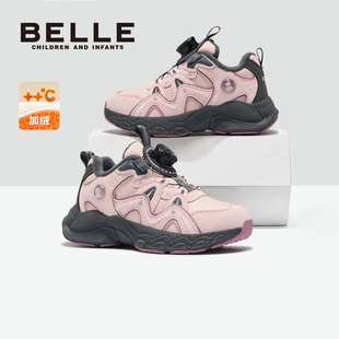女童运动鞋 休闲保暖鞋 加绒棉鞋 大童软底防滑登山鞋 子 冬季 百丽童鞋